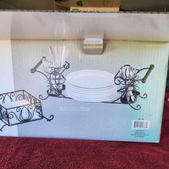 2 Piece Wrought Iron Buffet Caddy 24x9x11" Black Sam's Club Dishes Napkins - Picture 9 of 11